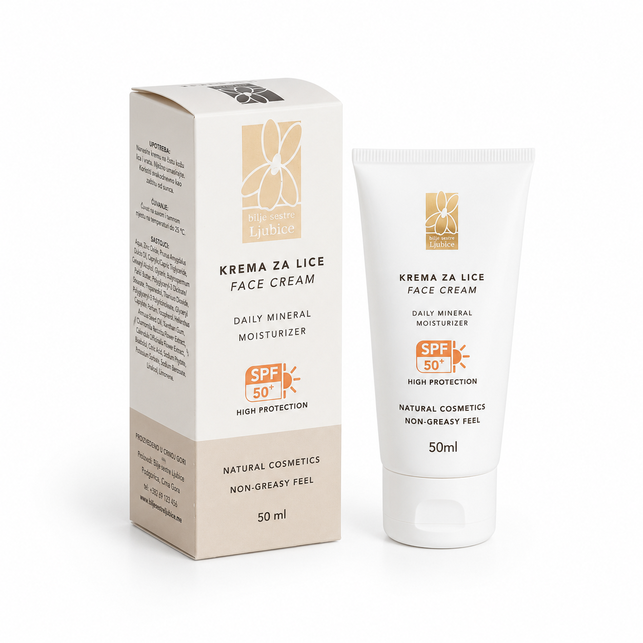 Krema za lice SPF 50, 50 ml, Bilje sestre Ljubice